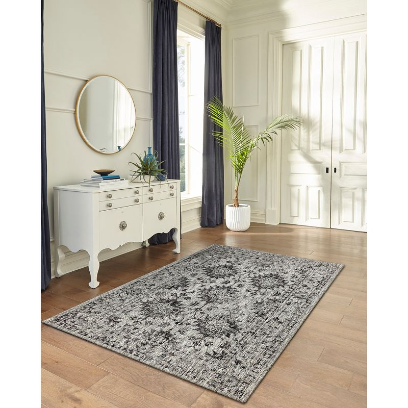 Liora Manne Carmel Vintage Floral Indoor/Outdoor Rug Black 7'10" x 9'10"