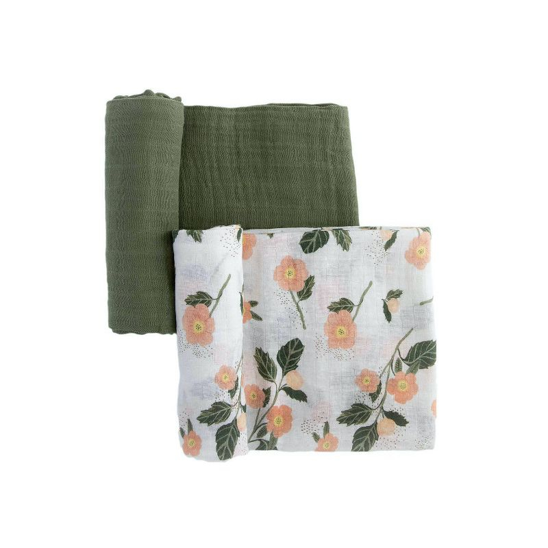 Red Rovr Organic Cotton Muslin Swaddle Blanket - Blushing Bloom - 2pk