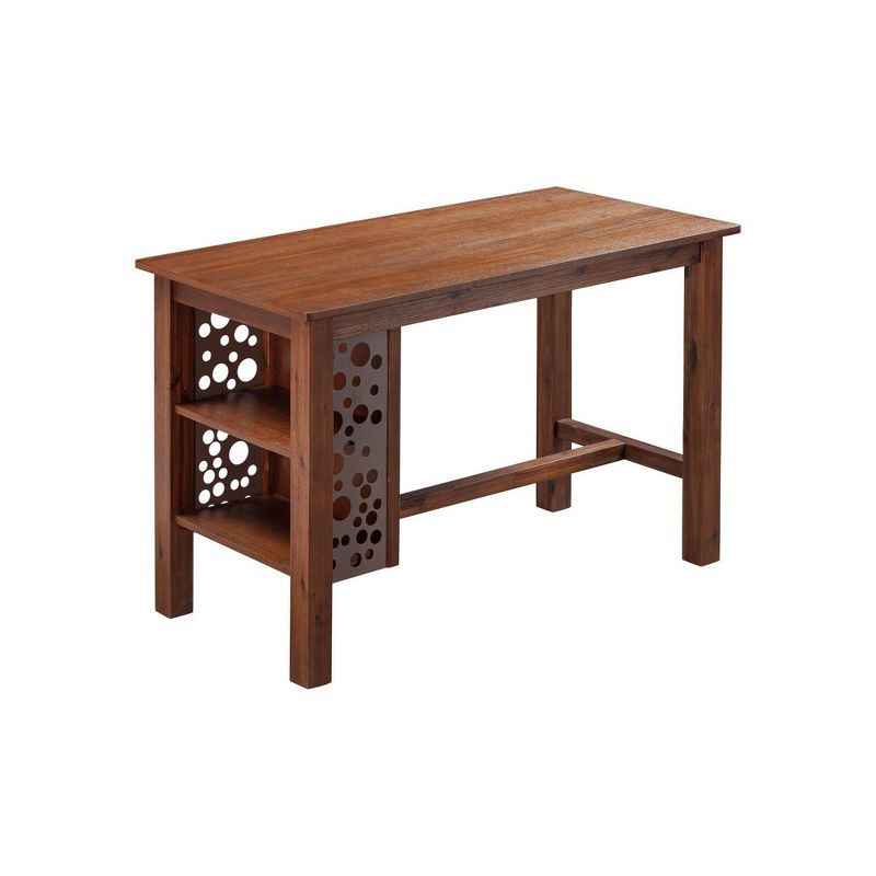 Rectangular Brittany Dining Table Wire Brushed Finish Chestnut - Boraam: Acacia Wood, 2-Tier Shelf, 60"