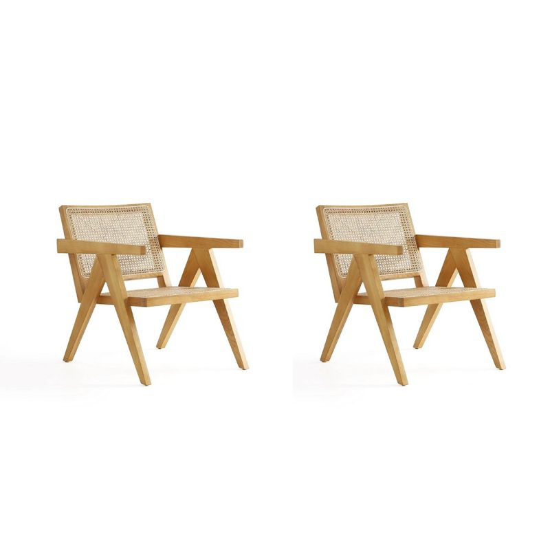 Set of 2 Hamlet Wood Accent Chairs Natural - Manhattan Comfort: Matte Finish, Ash Frame, No Assembly Required