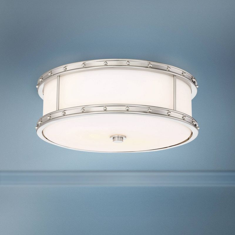 Minka Lavery Modern Ceiling Light Flush Mount Fixture 15 1/2" Brushed Nickel Dimmable LED Etched Opal Glass Shade for Bedroom Home