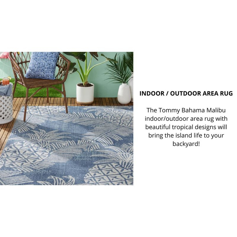 7'10" x 10'2" Malibu Palm Springs Indoor/Outdoor Rug Ivory/Aqua Blue - Tommy Bahama
