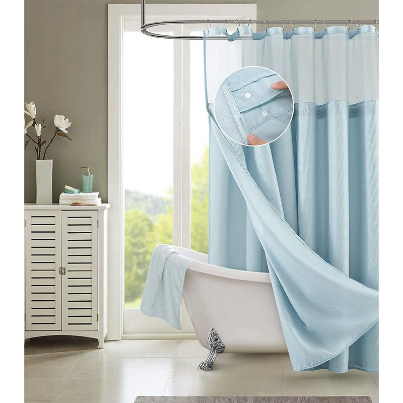 Dainty Home Complete Shower Curtain With Detachable Liner - Sky Blue