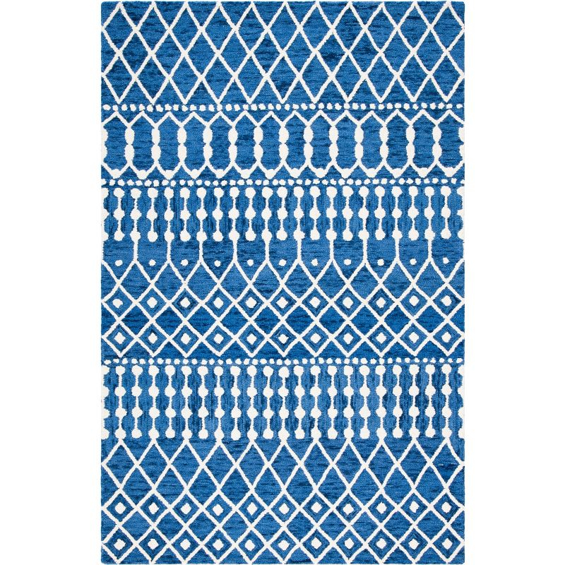 Blossom BLM115 Hand Tufted Area Rug - Navy/Ivory - 5'x8' - Safavieh.