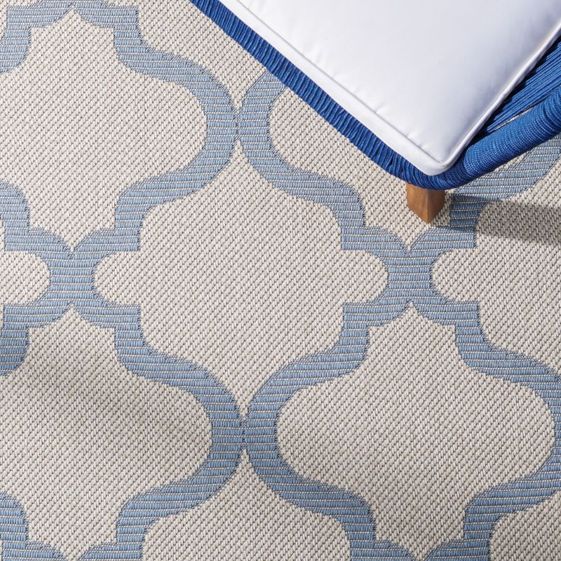 Bermuda BMU810 Power Loomed Indoor/Outdoor Machine Washable Area Rug - Ivory/Blue - 6'7"x9'2" - Safavieh