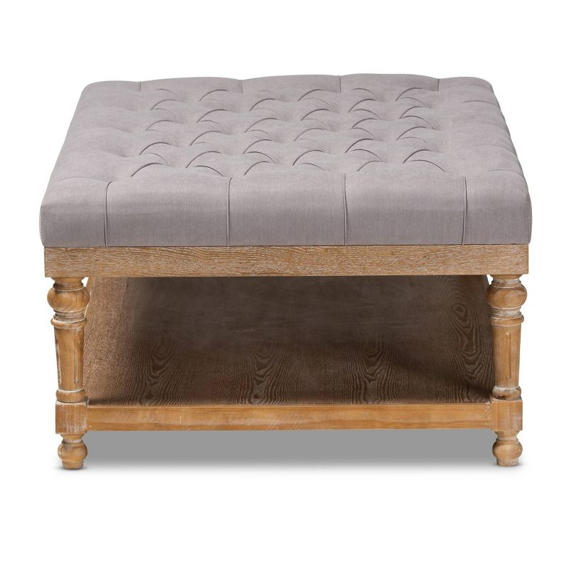 Lindsey Linen Fabric Upholstered Wood Cocktail Ottoman Gray/Gray Washed - Baxton Studio