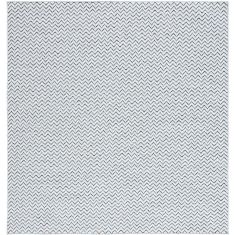Hampton HTN231 Power Loomed Indoor/Outdoor Area Rug - Aqua Ivory/Multi - 6'5"x6'5" - Safavieh..