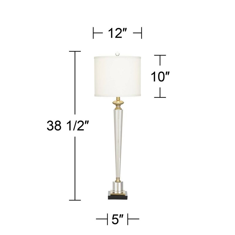 Vienna Full Spectrum Modern Table Lamps 38 1/2" Tall Set of 2 Clear Crystal Glass Hexagonal Column White Drum Shade for Bedroom Living Room Bedside
