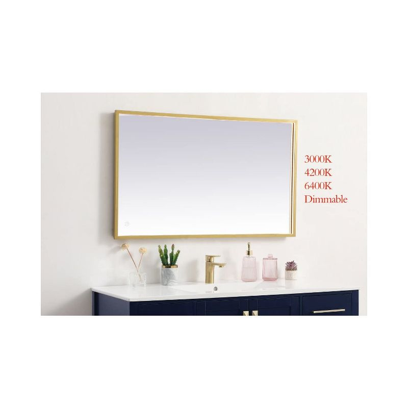 Elegant Lighting Pier 24x30 inch LED Mirror with Adjustable Color Temperature 3000K/4200K/6400K in Brass