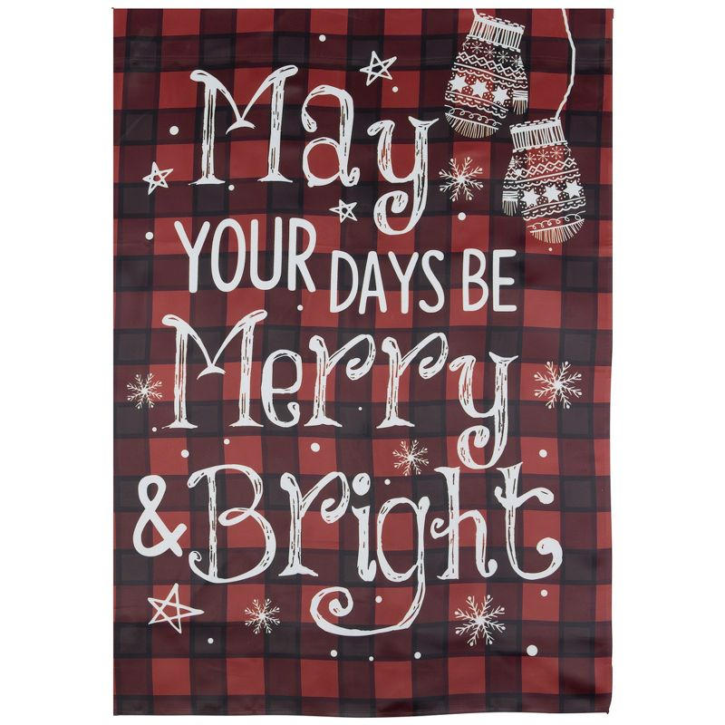 Northlight Red Buffalo Plaid Merry and Bright Christmas House Flag 28" x 40"