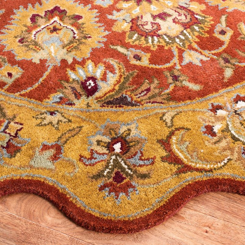 Heritage HG820 Hand Tufted Area Rug - Red/Natural - 6' Round - Safavieh.