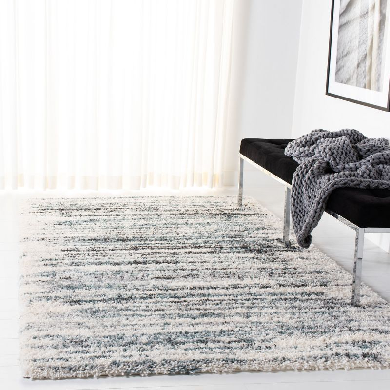 Fontana Shag FNT850 Power Loomed Accent Rug - Ivory/Teal - 3'x5' - Safavieh.