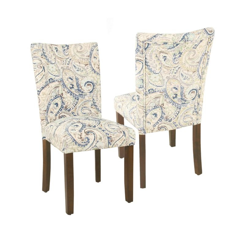 Set of 2 Parson Dining Chair Blue Velvet Paisley Print - HomePop: Upholstered, Foam-Filled, Hardwood Frame