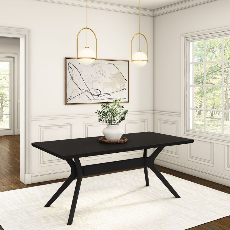 Plank+Beam 72" Verso Rectangular Dining Table for 6, Solid Wood Cross Leg Kitchen Table, Black
