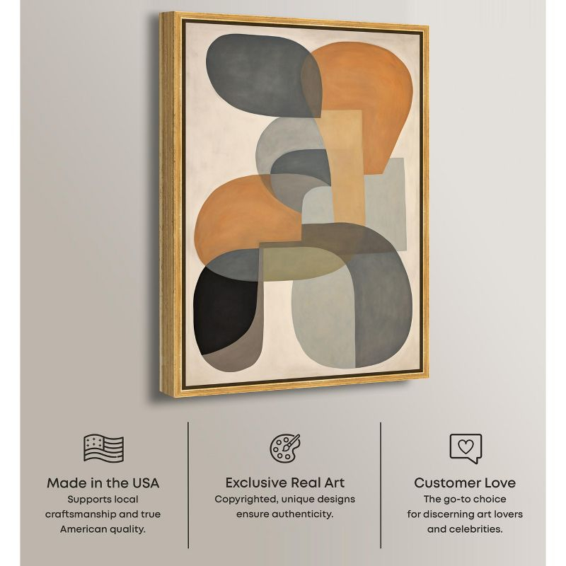 Art Remedy Ricole Modern Color Block Abstract Wall Art, 45" x 30", Gold Frame