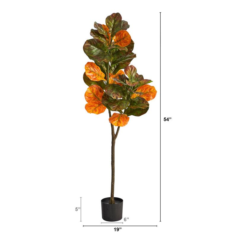 Nearly Natural 4.5-ft Autumn Fiddle Leaf Artificial Fall Tree