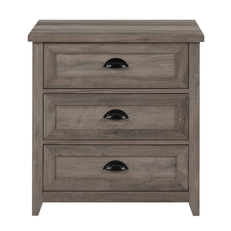 Fontella Transitional 3 Drawer Nightstand Gray Wash - Saracina Home: Bedroom Storage, MDF Construction
