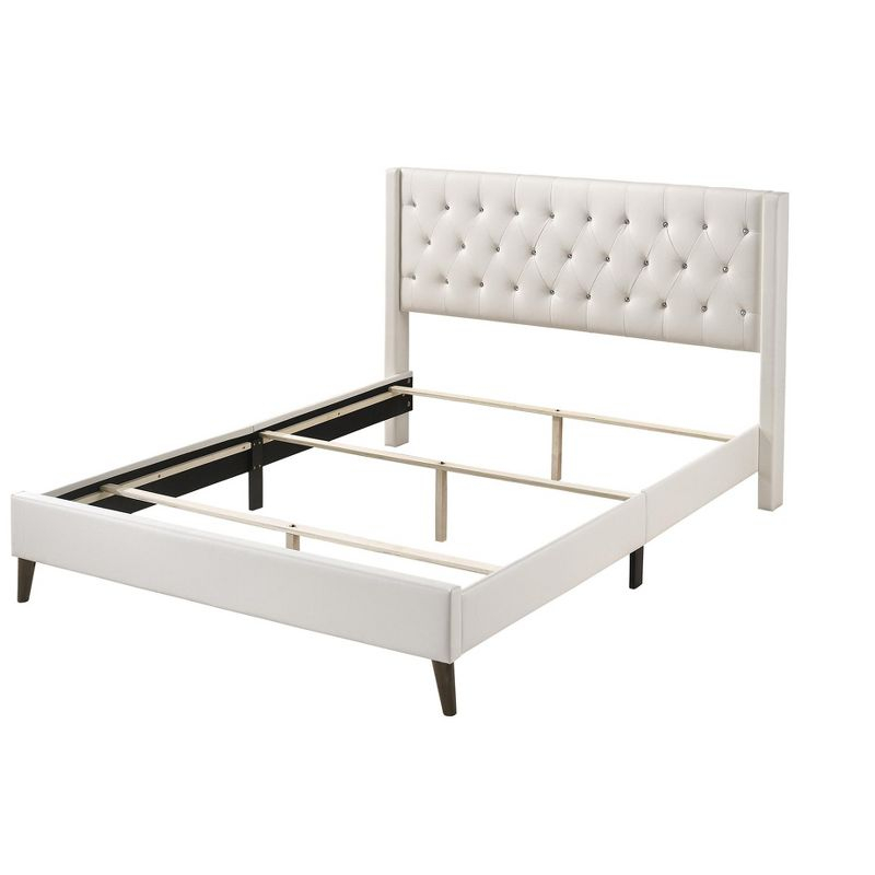 Passion Furniture Bergen White Queen Tufted Panel Bed