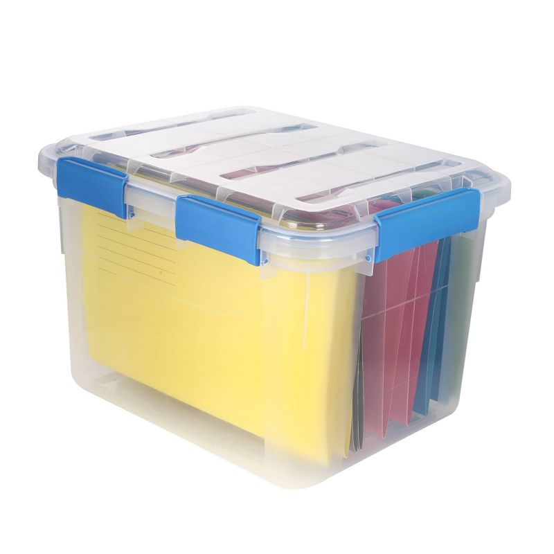 Ezy Storage 33.8qt IP67 Waterproof File Storage Box: Stackable, Clear Utility Bin for Documents & Tools