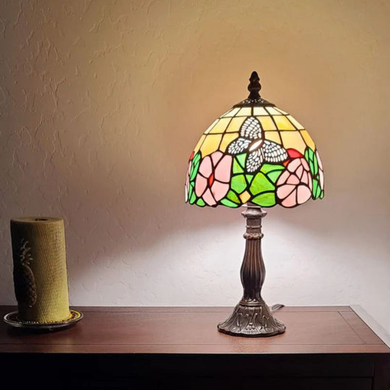 Amora Lighting Tiffany Style Floral Mini Table Lamp 15 Inch High