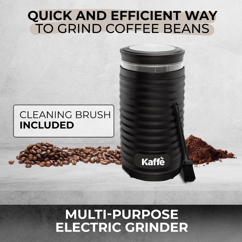 Electric Coffee Blade Grinder - Black (Cleaning Brush Included) NEW ROUND MODEL!: Kaffe, Medium to Extra Fine Grind, 3 Cup Capacity
