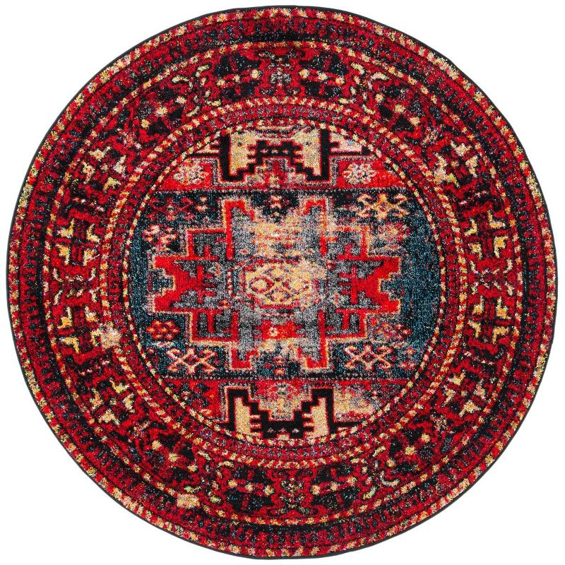 Vintage Hamadan VTH213 Power Loomed Indoor Accent Rug - Red/Multi - 3' Round - Safavieh