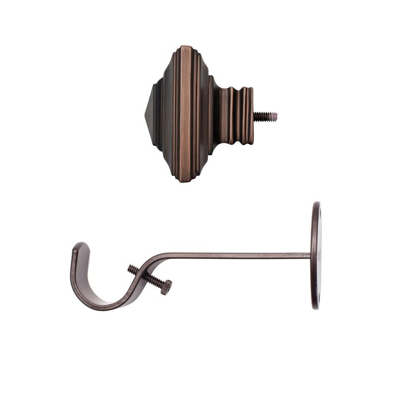 Florence 1" Window Drapery Single Curtain Rod with Square Finial - 48"-86" - Antique Bronze - Elrene Home Fashions