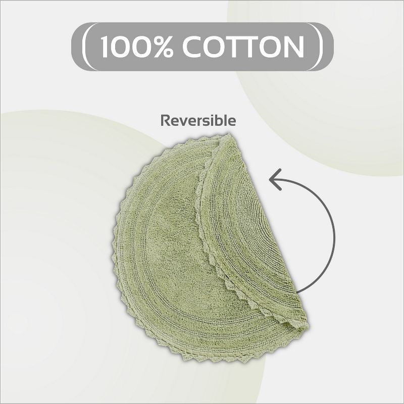 Better Trends Lilly Crochet 100% Cotton Tufted Reversible Bath Rug 24" Round - Sage