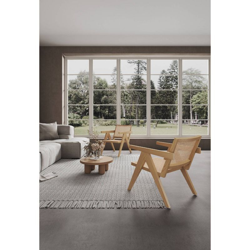 Set of 2 Hamlet Wood Accent Chairs Natural - Manhattan Comfort: Matte Finish, Ash Frame, No Assembly Required