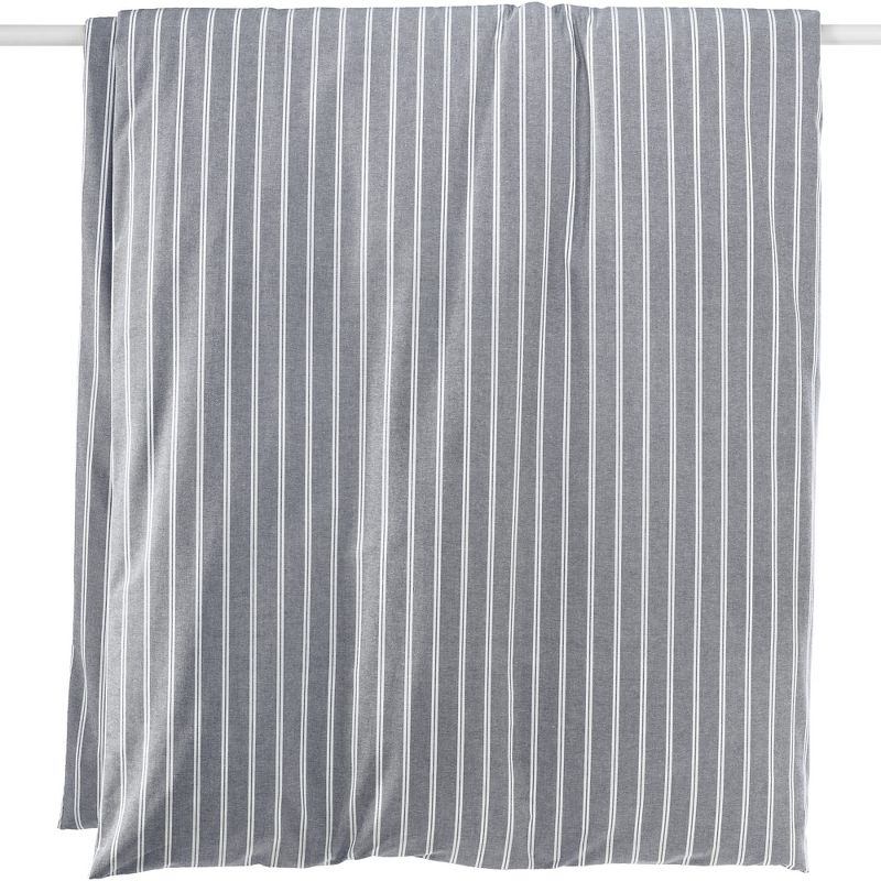 Lands' End Oxford Yarn Dyed Cotton Reversible Duvet Cover - King - Black Slate/Graphite Stripe