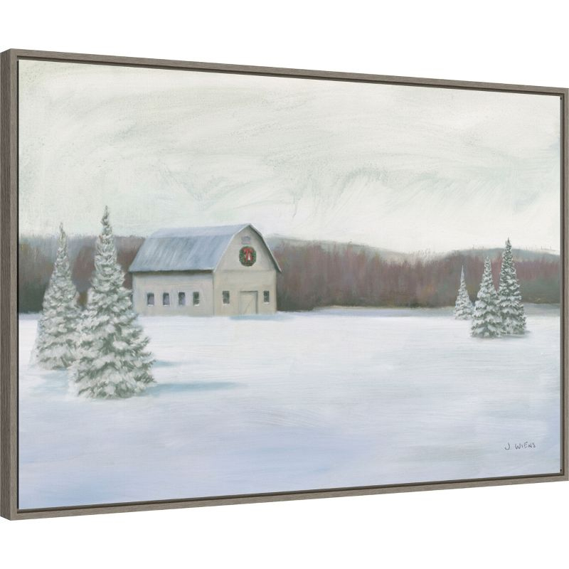 Amanti Art Holiday Winter Barn by James Wiens Canvas Wall Art Print Framed 33-in. x 23-in.