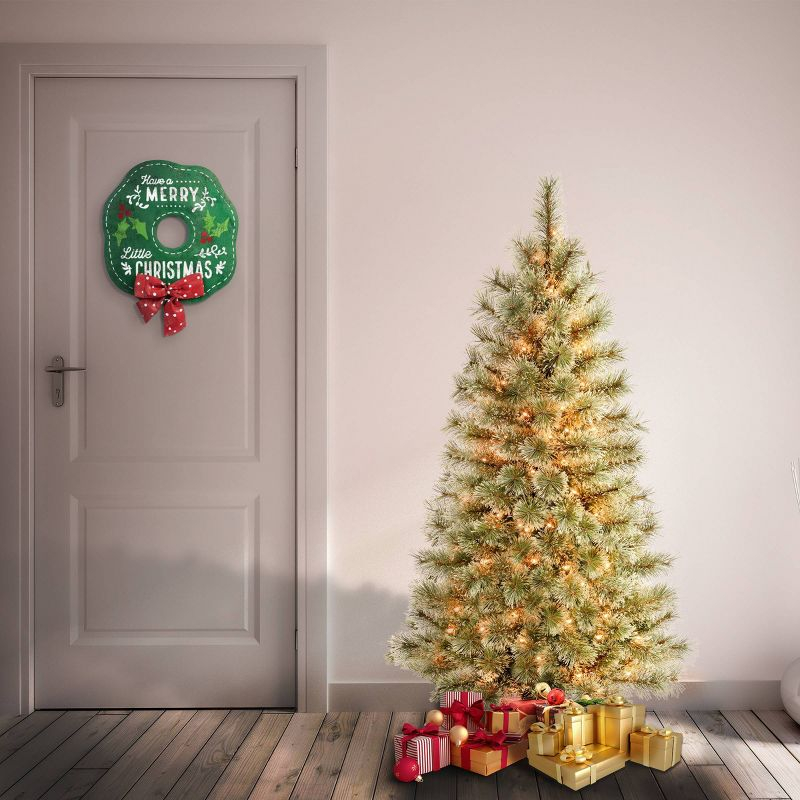 National Tree Company First Traditions 4.5' Pre-Lit Arcadia Cashmere Pine Hinged Artificial Christmas Tree Clear Lights