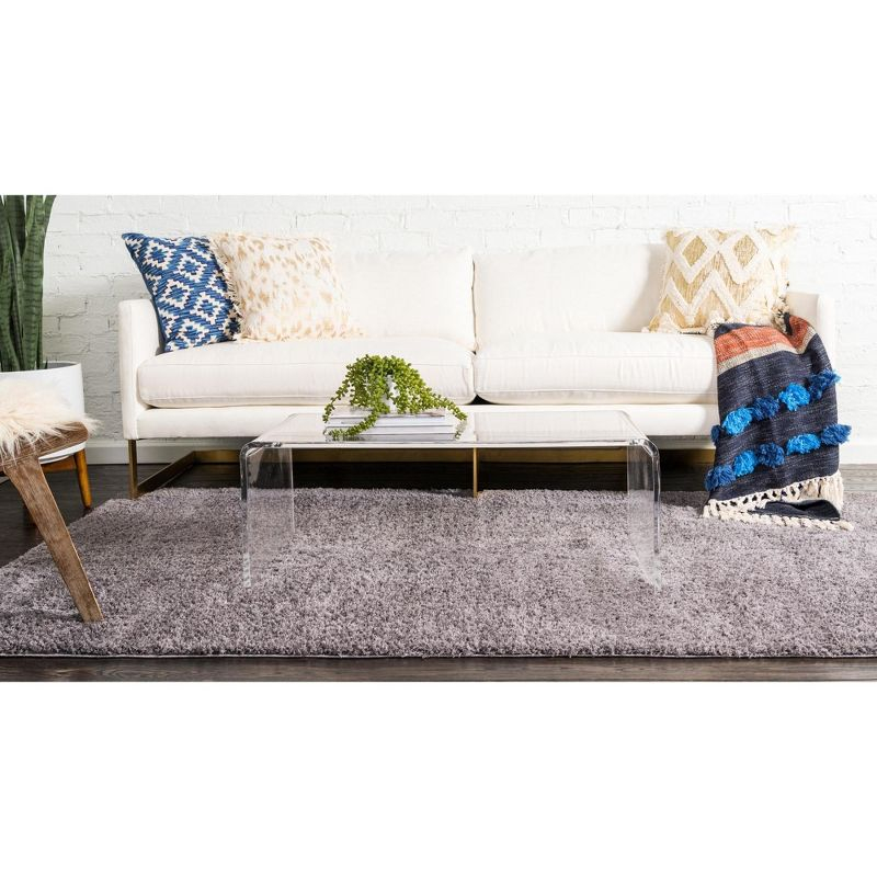 Unique Loom 5' 1 x 8' 0 Dark Gray Studio Solid Shag Sky Area Rug