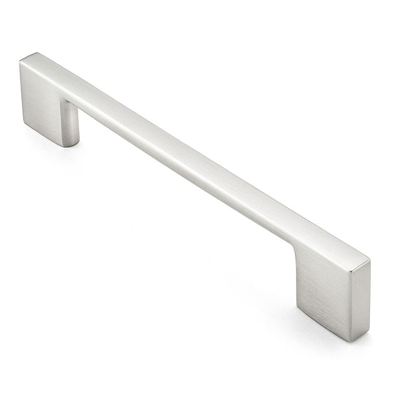 Cauldham Solid Kitchen Cabinet Pulls Handles (5" Hole Centers) - Modern Thin Profile Drawer/Door Hardware - Style M255 - Satin Nickel - 5 Pack