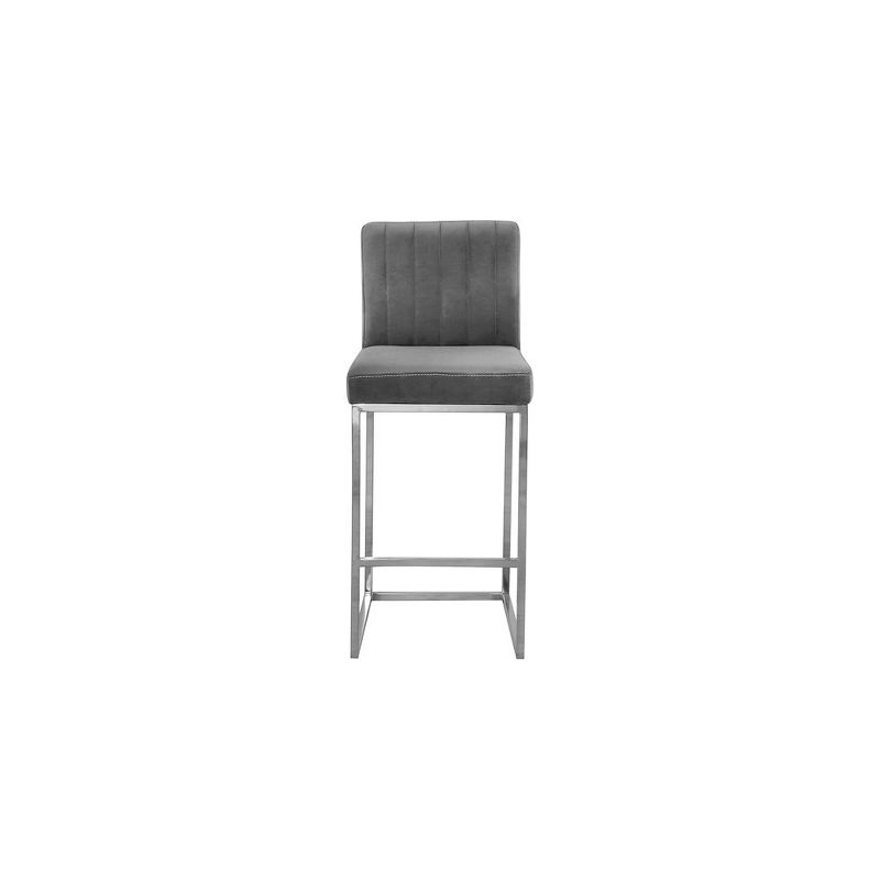 Meridian Furniture,Giselle Grey Velvet Stool