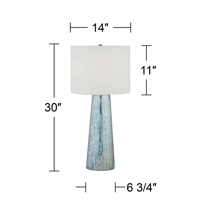 360 Lighting Marcus Modern Table Lamp 30" Tall Mercury Glass Column Shape White Drum Shade for Bedroom Living Room Bedside Nightstand Office Kids Home