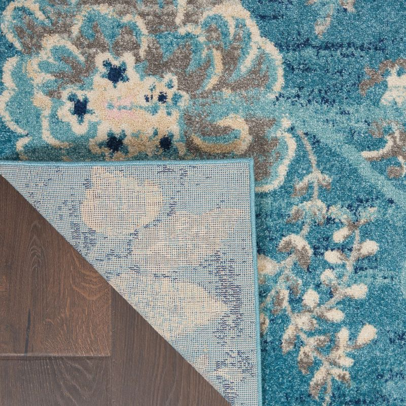 Nourison Tranquil 6' X 9' Turquoise Area Rug French Country Eclectic Floral by Nourison