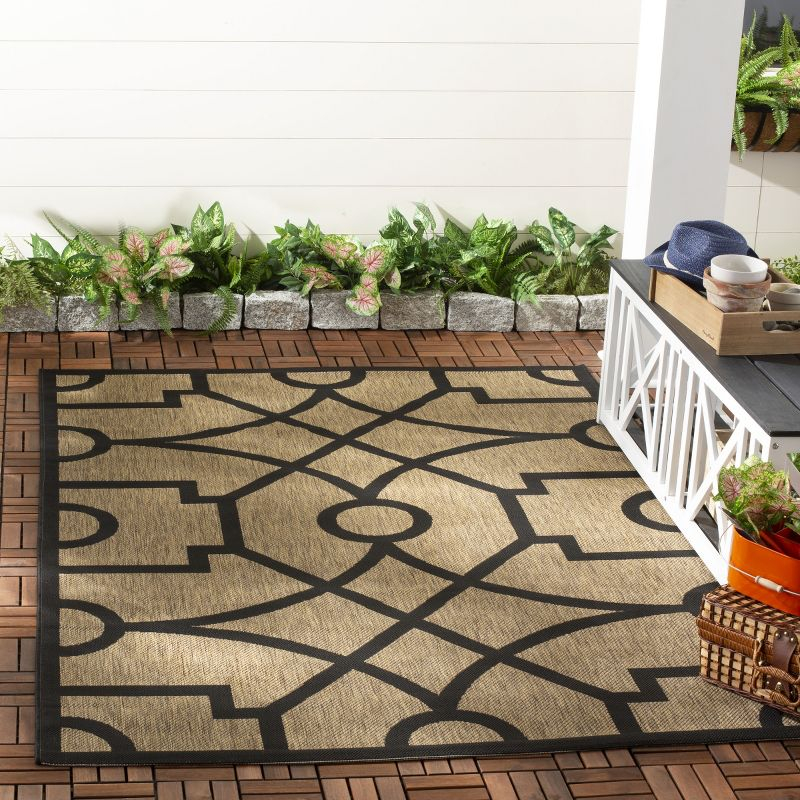 Martha Stewart Fretwork - MSR4121 - Indoor Power Loomed Runners - Dark Beig/Black - 2'7"x5'