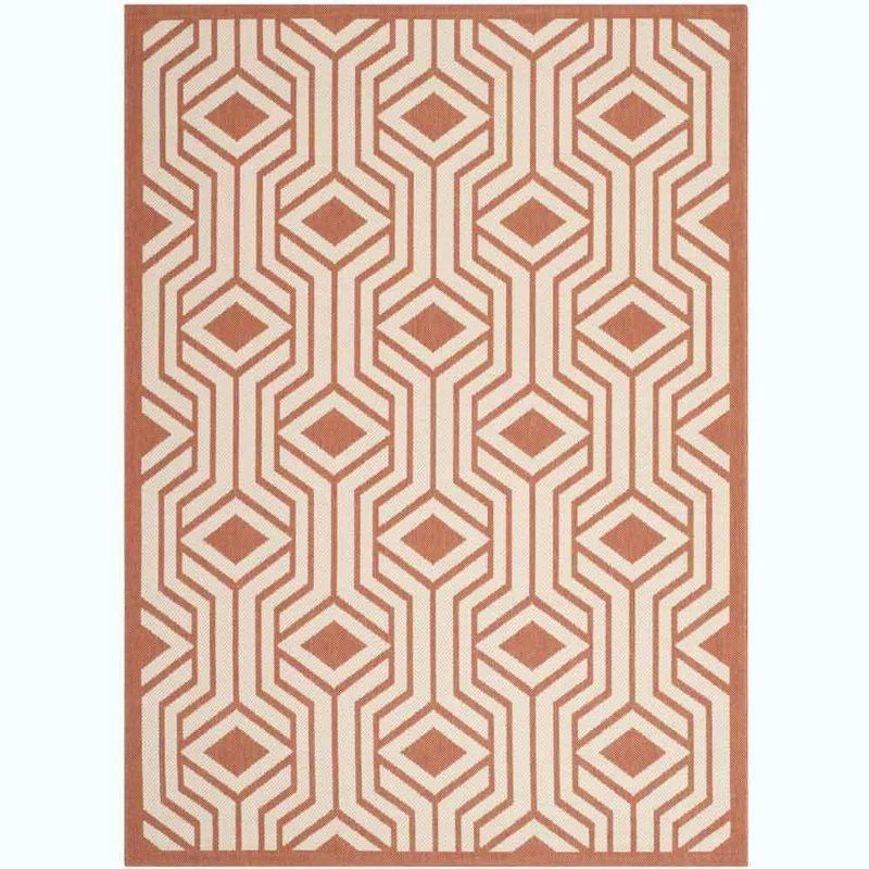 Courtyard CY6113 Power Loomed Indoor/Outdoor Area Rug - Beige/Terracotta - 6'7"x9'6" - Safavieh.