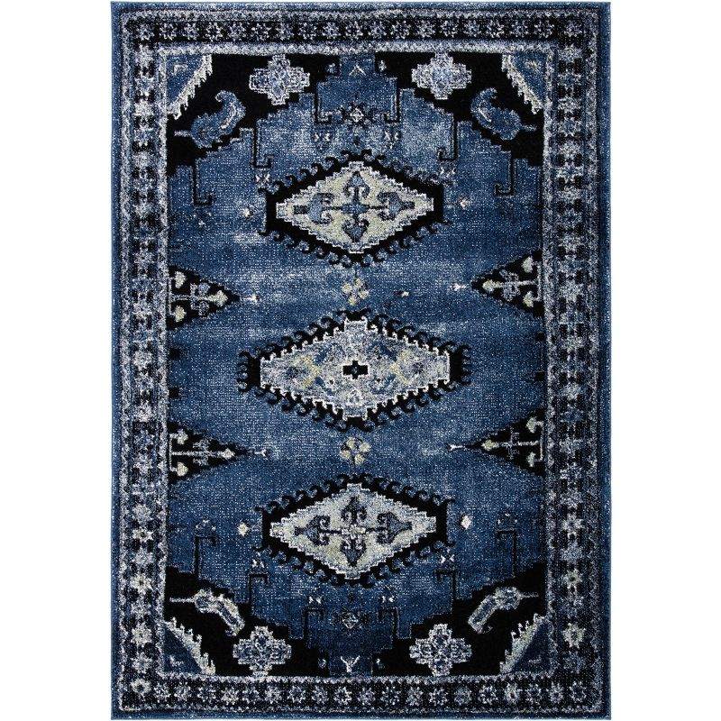 Vintage Hamadan VTH251 Power Loomed Area Rug - Blue/Black - 5'3"x7'6" - Safavieh.