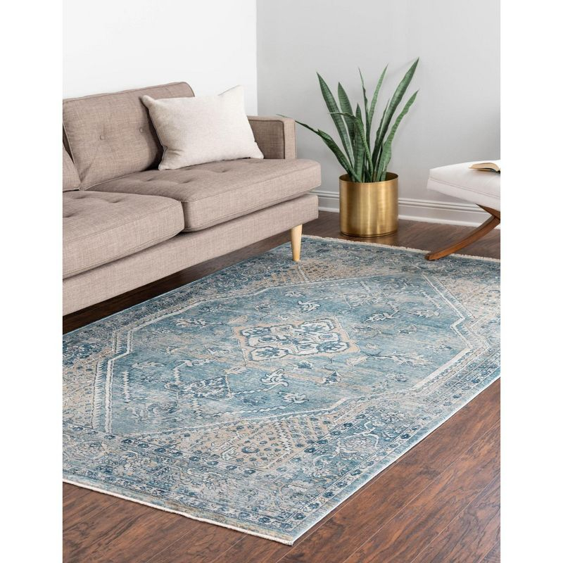 Unique Loom Newport Collection Area Rug - Ochre (7' 10" x 11' Rectangle Blue/Light Brown)