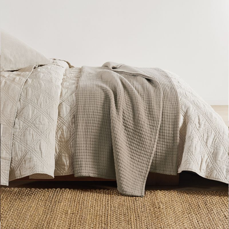 Caden Cotton Gauze Taupe Coverlet - One Full/Queen Coverlet - Levtex Home
