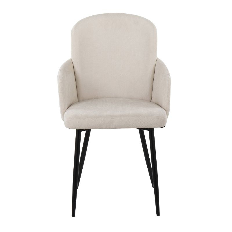 Set of 2 Dahlia Dining Chairs Black/Cream - LumiSource: Metal Legs, Upholstered, Contemporary Design