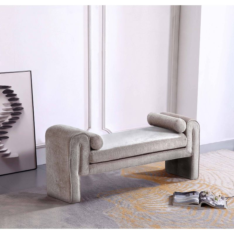 Manhattan Comfort 59" Concord Modern Chenille Upholstered Bench Dove