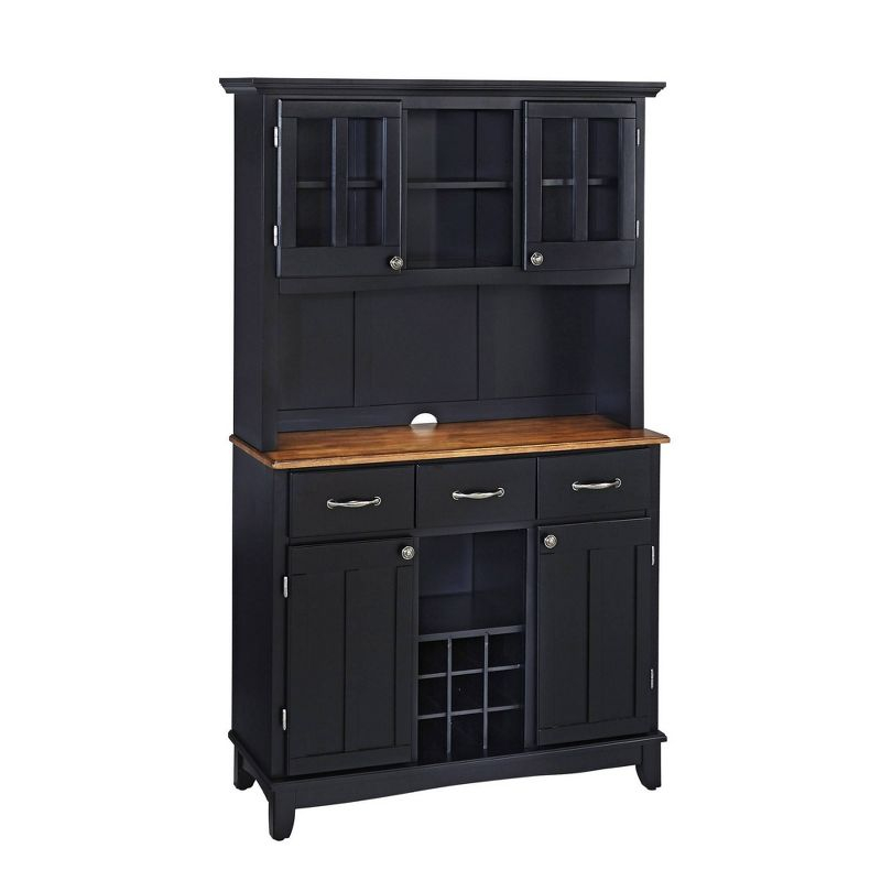 Large Buffet of Buffets Server with Hutch and Oak Top Black - Homestyles