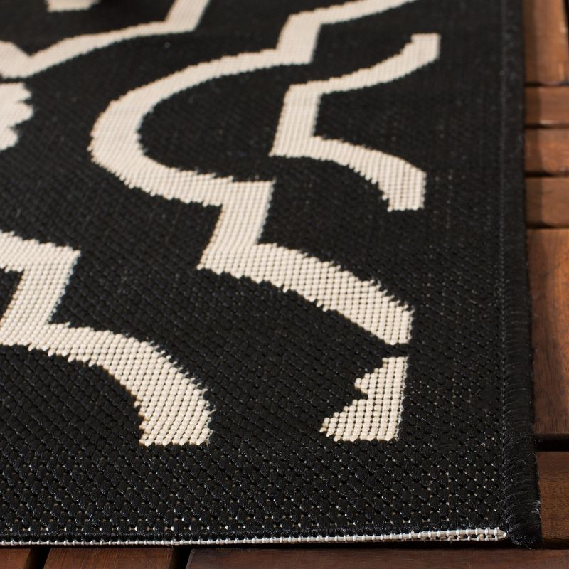 Courtyard CY6926 Power Loomed Indoor and Outdoor Area Rug - Black/Beige - 4'x5'7" - Safavieh