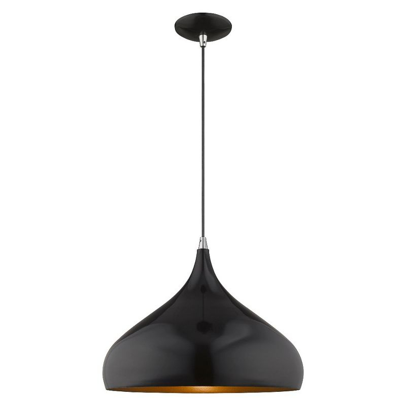 Livex Lighting Metal Shade 1 - Light Chandelier in  Shiny Black