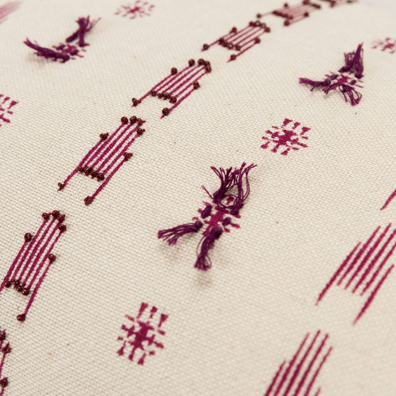 14"x26" Oversized Striped Polyester Filled Lumbar Throw Pillow Ivory/Dark Pink - Rizzy Home