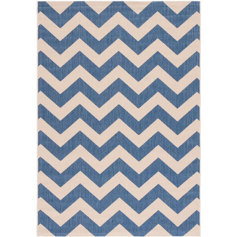 Courtyard CY6244 Power Loomed Indoor and Outdoor Area Rug - Blue/Beige - 5'3"x7'7" - Safavieh