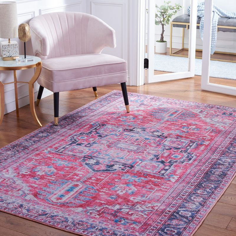 Serapi SEP389 Power Loomed Machine Washable Skid-Resistant Indoor Area Rug - Navy/Red - 5'3"x7'7" - Safavieh